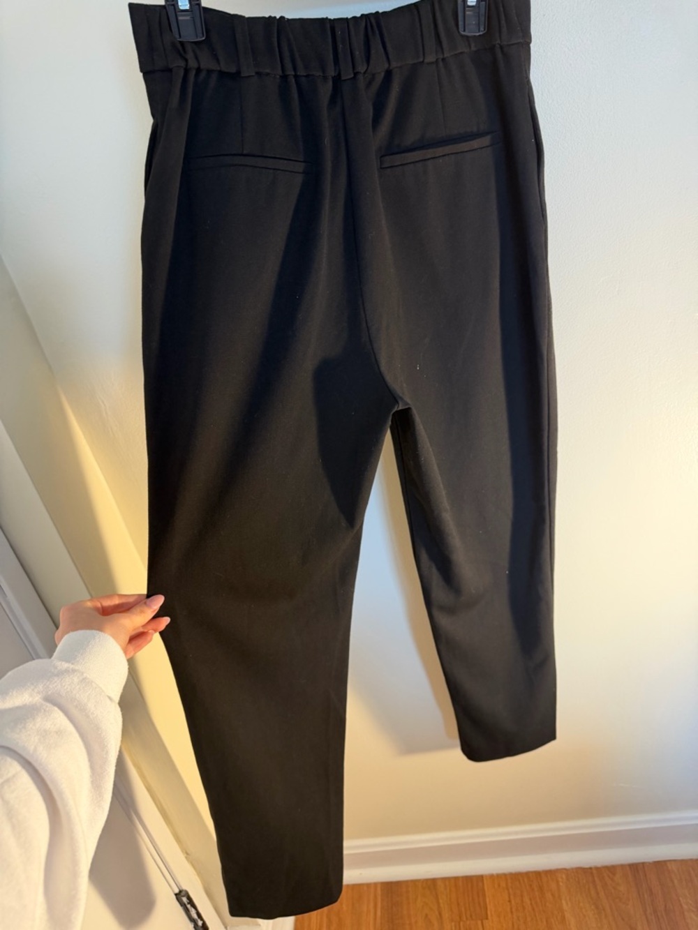 Zara Womens Black Elastic-Waist Trousers